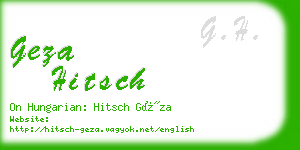 geza hitsch business card